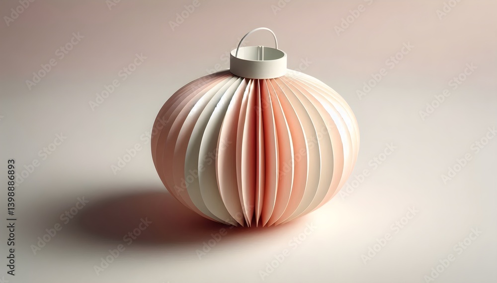 Poster accordion-style paper lantern ornament in soft pastel shade isolated on gray background for spring d