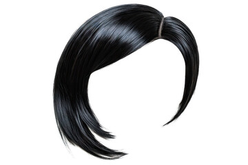 sleek black wig with a modern stylish cut showcasing straight strands and sharp angles ideal for fashion or cosplay purposes