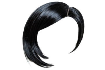 sleek black wig with a modern stylish cut showcasing straight strands and sharp angles ideal for fashion or cosplay purposes