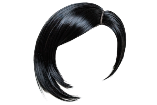 sleek black wig with a modern stylish cut showcasing straight strands and sharp angles ideal for fashion or cosplay purposes