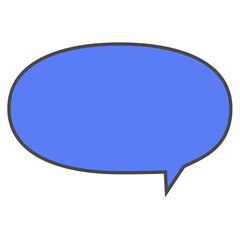 Speech bubble blue illustration with outline in blue background, Pop art comic text box element, Blank message box doodle