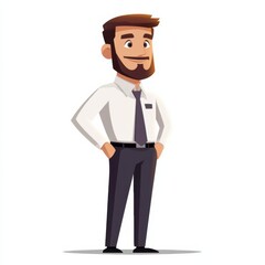 Obraz premium Businessman character with upward graphic illustration, isolated on a white background