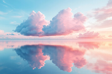 Beautiful clouds reflecting on calm water at sunset