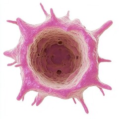 Detailed Microscopic View Of A Human Platelet Cell In Purple And Beige