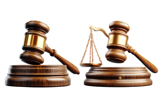 Courtroom gavel and justice scale for law and legal themes