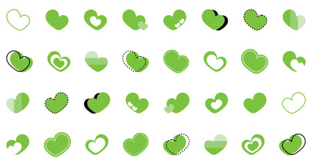 シンプルなハートマーク セット 黄緑