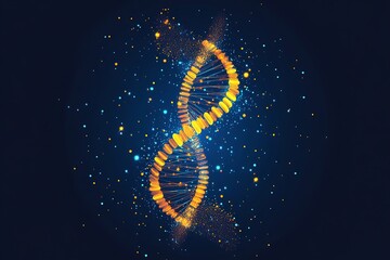 Obraz premium Vector icon of DNA strand simplified modern geometric shapes to symbolize molecular biology