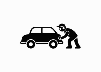 Fototapeta premium black and white icon car thief cartoon burglar