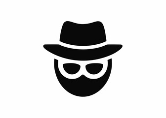 black and white icon fedora hat masquerade mask