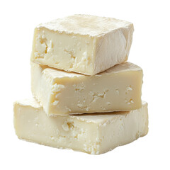 blocks of white cheese png isolated on white background