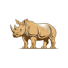 Fototapeta premium Illustration of a Rhinoceros with a Detailed Design and Transparent Background Symbolizing Strength and Wildlife Conservation