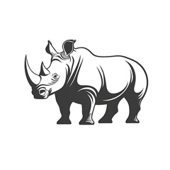 Fototapeta premium Detailed Silhouette of a Strong Rhinoceros Roaming in its Natural Habitat on a Transparent Background