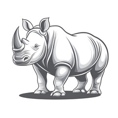 Fototapeta premium Realistic Illustration of a Strong Rhinoceros Standing Proudly on a Transparent Background