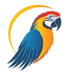 Fototapeta premium Colorful Parrot With Vibrant Feathers and Tropical Elements on Transparent Background