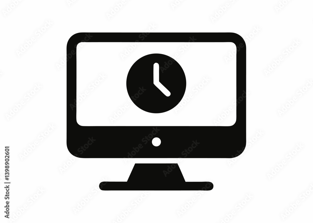Poster computer monitor icon clock display minimalist d
