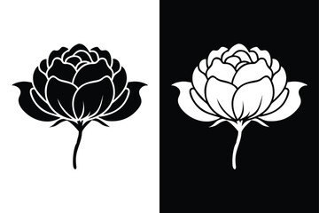 Peony icon vector on White Background ,Vector Art Illustration on white background.