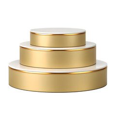 Three-Tiered Golden Display Stand Product Showcase and Presentation