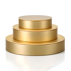 Three-Tiered Golden Display Stand Elegant Product Presentation