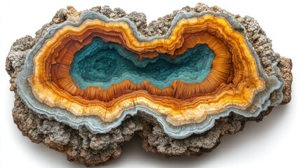 Fototapeta premium Intricate, layered agate slice. Colorful, concentric rings of minerals. Detailed, natural mineral specimen