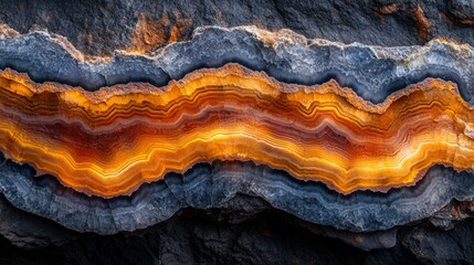 Obraz premium Intricate geological formation, banded agate vein