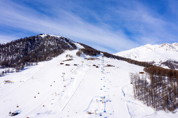 Aerial view of Livigno village in north Italy