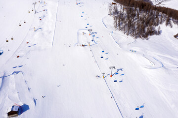 Aerial view of Livigno village in north Italy