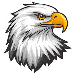 Majestic Eagle Head Illustration with Detailed Feathers and Striking Features on a Transparent Background