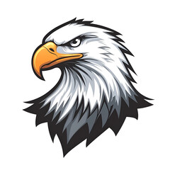 Realistic Illustration of a Bald Eagle Head with White Feathers and Orange Beak on Transparent Background for Creative Use