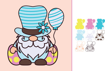 Easter Gnome multilayered 3d paper craft design for crafting