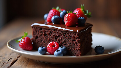 chocolate cake with berries