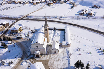 Aerial view of Livigno village in north Italy