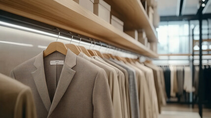 Stylish Suits Displayed in a Modern Retail Store