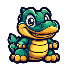 Obraz premium Cute Cartoon Crocodile Character with a Bright Smile and Playful Expression in a Colorful Illustrated Style