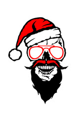 tete de mort noel bonnet barbe lunette moustache crane
