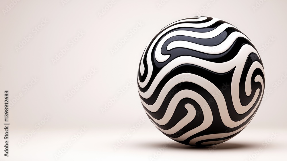 Poster dynamic spiral pattern ball minimalist studio 3d render abstract close-up perspective