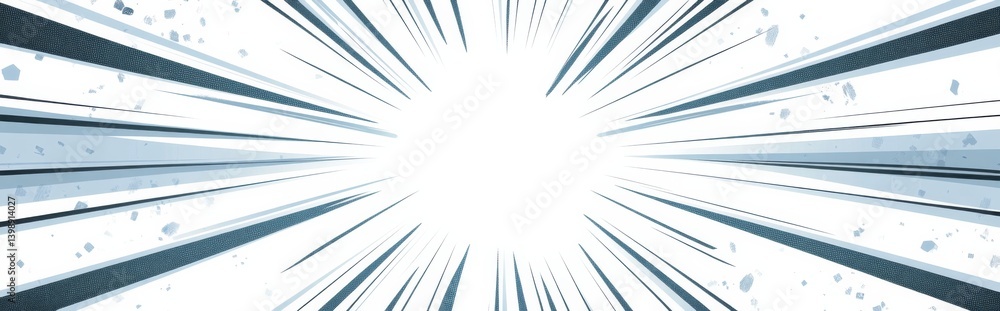 Poster simple vector graphic with gray rays radiating from the center on a white background.