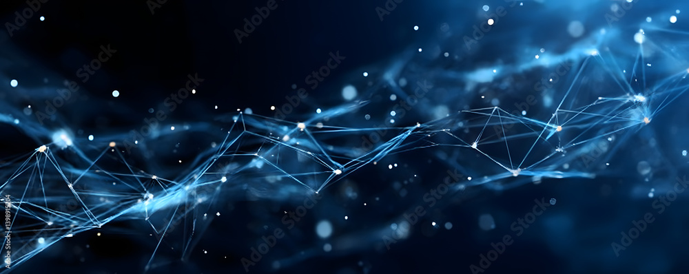Poster blue technology background with network connections and digital data connection, web banner design f