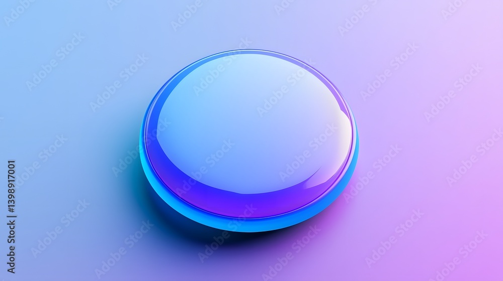 Poster a shiny, glowing, futuristic button with gradient colors, perfect for design and ui purposes. its ro