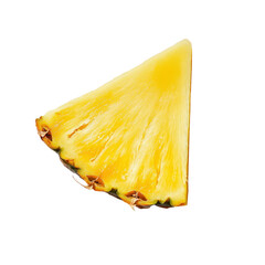 cut pineapple fruit piece Isolated on white transparent background