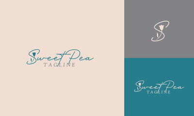 Sweet Pea Florist Spa Salon Beauty Logo Concept Business Illustation