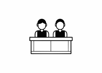 minimalist icon customer service desk black and