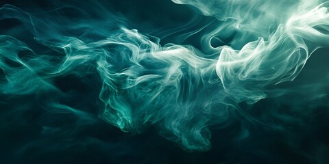 Obraz premium Luminous Green Smoke Shapes in a Dreamlike Abstract Digital Composition