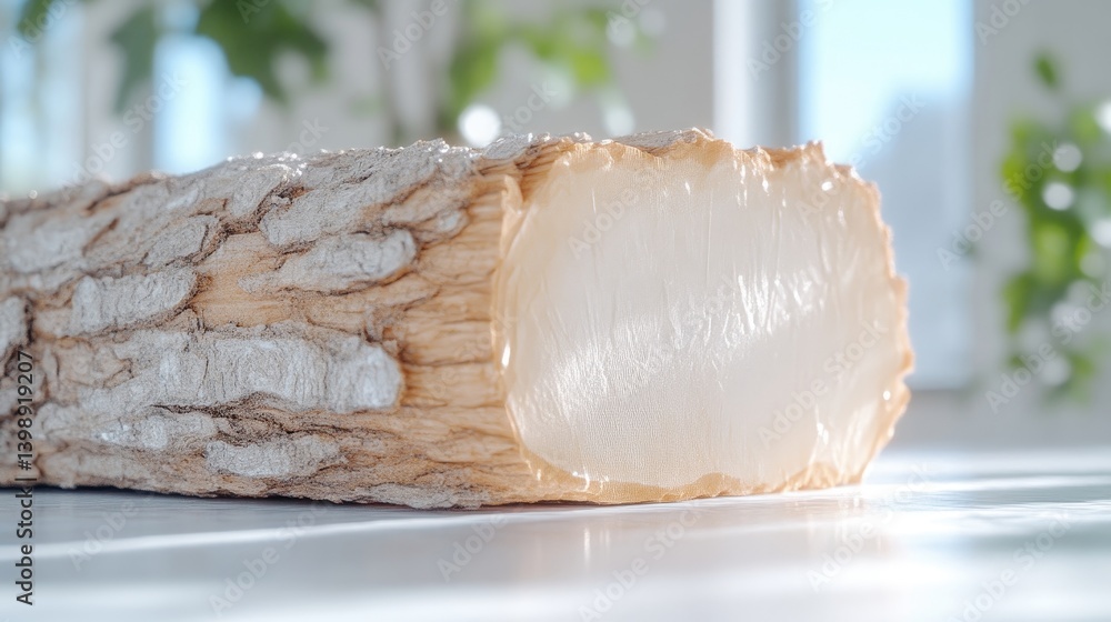 Poster wooden log slice minimalist style high-resolution photography close-up view natural textures display