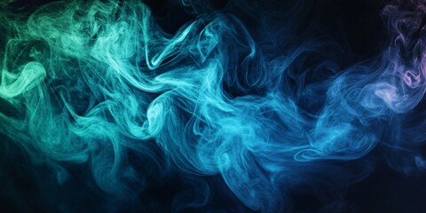 Fototapeta premium Abstract Digital Art Featuring Blue and Green Smoke Blending Seamlessly