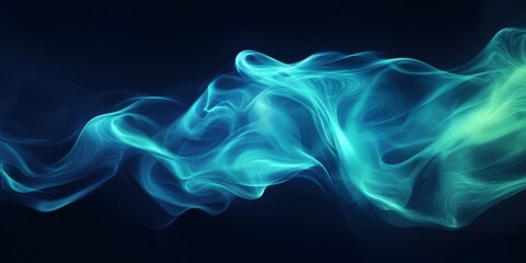 Ethereal Blue and Green Smoke Artwork with a Dreamy Gradient Effect