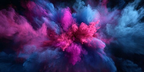Fototapeta premium Abstract Digital Art with Neon Pink and Bright Cyan Smoke Explosion