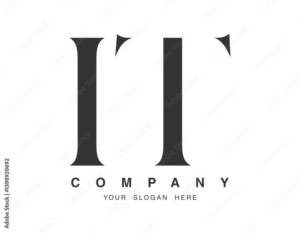 Fototapete it logo design. initial letter i and t serif font style. creative classic company name typography. t