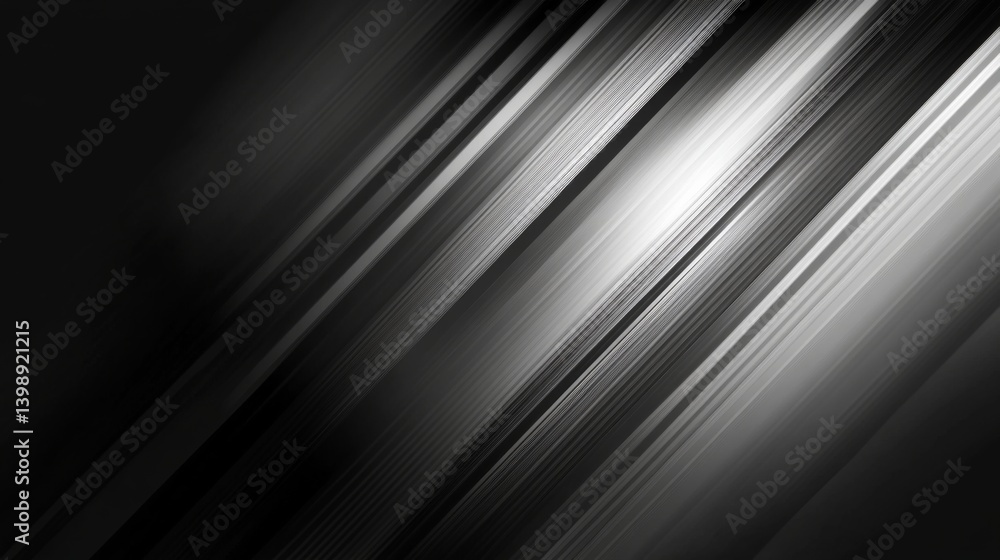 Poster abstract black and silver gradient background with light gray and white tones, featuring sleek metal