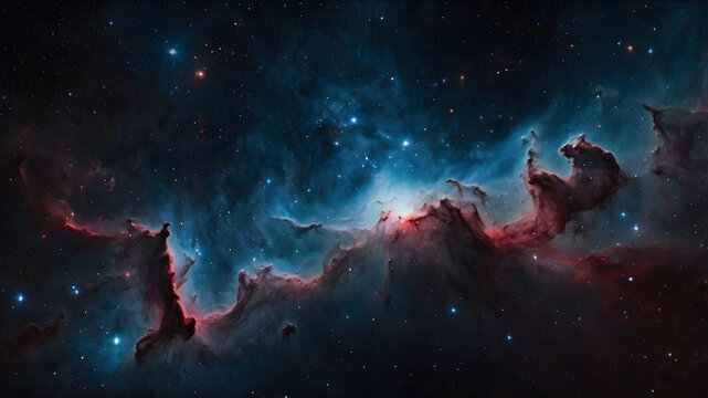 A beautiful nebula formation in space surrounded by stars