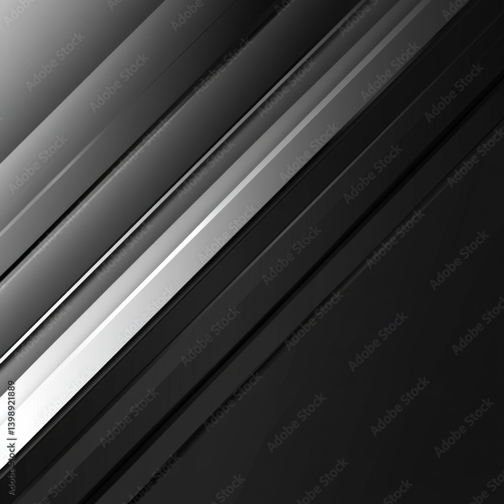 Poster abstract black and silver gradient background with light gray and white tones, featuring sleek metal